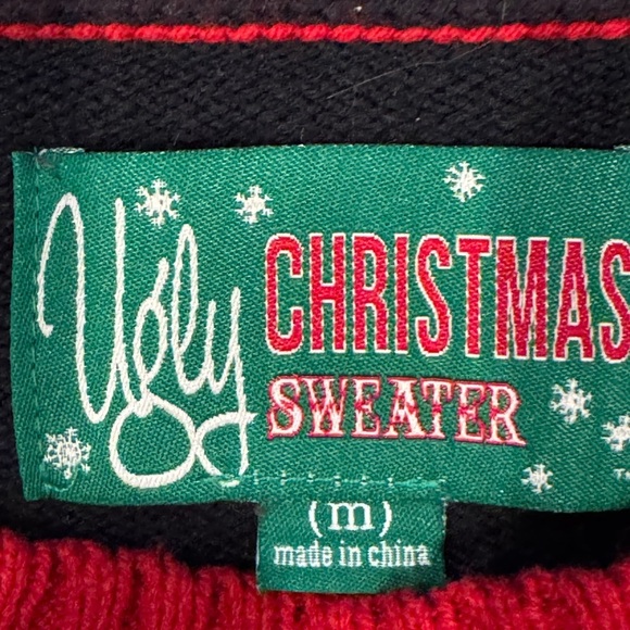 Ugly Christmas Sweater Black and Red Yeti Crewneck - Picture 2 of 3
